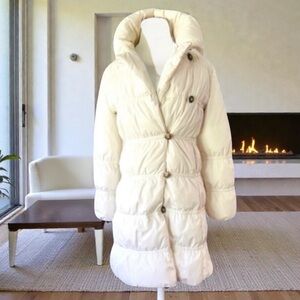 New! POST CARD White Puffer Coat Rhinestone Buttons Size 6